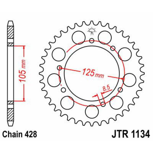 Ritzel hinten 56t 428 - Jtr1134.56 hinten Ersatz Ritzel 56 Teeth 428 Pitch schwarz C49 High Vergaser Steel