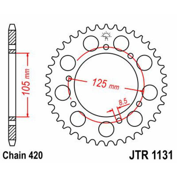 Ritzel hinten 62t 420 - Jtr1131.62 hinten Ersatz Ritzel 62 Teeth 420 Pitch schwarz C49 High Vergaser Steel