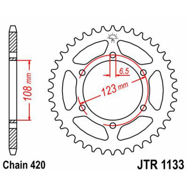 Ritzel hinten 65t 420 - Jtr1133.65 hinten Ersatz Ritzel 65 Teeth 420 Pitch Natural C49 High Vergaser Steel