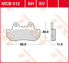 Bremse Unterlage Sinter hinten Str - Bremse Unterlage Sh Sinter Performance Street & Road Spurs