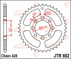 Ritzel hinten 48t 428 - Jtr802.48 hinten Ersatz Ritzel 48 Teeth 428 Pitch Natural C49 High Vergaser Steel